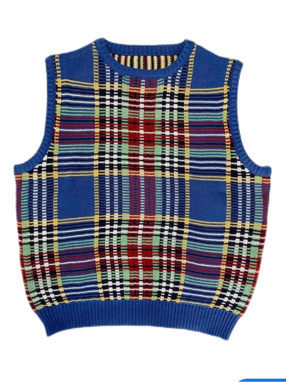 Kapital style vintage plaid knitted sweater vest